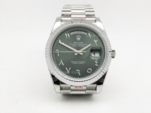 DayDate 40mm 904L Flt SS/SS Grn/Ara GMF VR3255