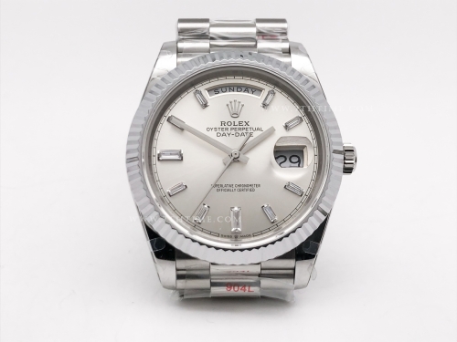 DayDate 40mm 904L Flt SS/SS Silv/Dia GMF VR3255