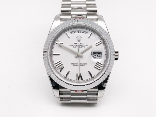 DayDate 40mm 904L Flt SS/SS Wht/Rm/Stk GMF VR3255