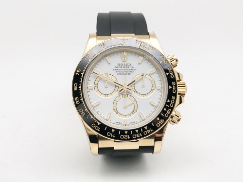 Daytona 126518 YG/RU Wht/Stk FF A7750