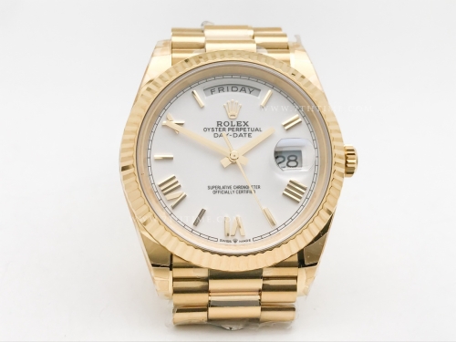 DayDate 40mm 904L Flt Wt YG/YG Wht/Rm/Stk TMF SH3255