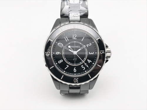 J-12 Ladies 33mm CER/CER Blk/Num XF Sw Qtz