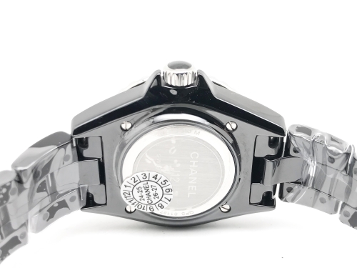 J-12 Ladies 33mm CER/CER Blk/Num XF Sw Qtz