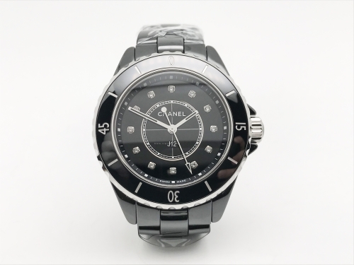 J-12 Ladies 33mm CER/CER Blk/Dia XF Sw Qtz