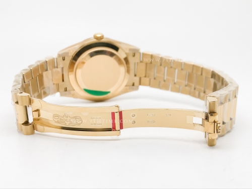 DayDate 40mm 904L Flt Wt YG/YG OGrn/Rm/Stk TMF SH3255