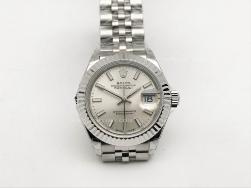 DateJust Ladies 28mm Jub Flt 904L SS/SS Silv/Stk GMF A2671