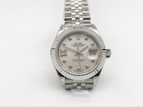 DateJust Ladies 28mm Jub Flt 904L SS/SS Silv/SDia GMF A2671