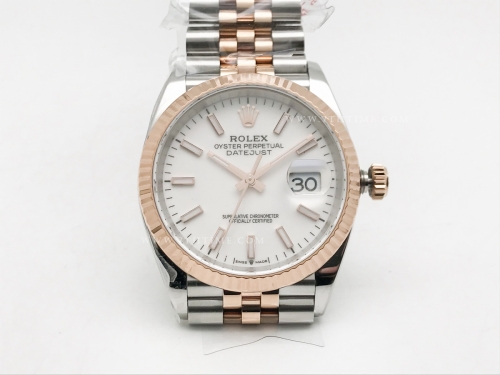 DJ 36mm Jub Flt 904L RG/SS Wht/Stk APF VR3235