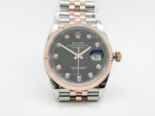 DJ 36mm Jub Flt 904L RG/SS Blk/Dia APF VR3235