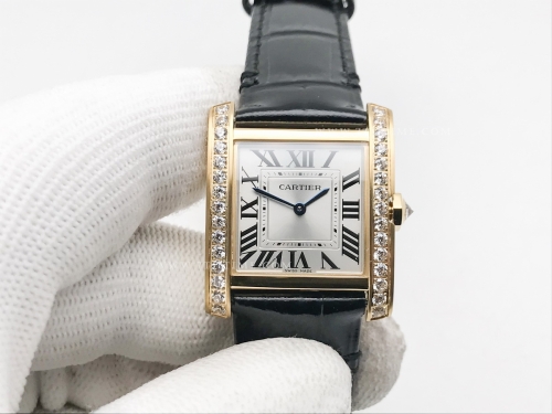 Ladies Tank Francaise Med Dia YG/LE Sil 8848F Sw Qtz