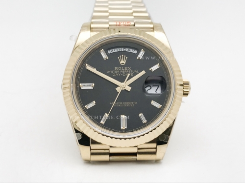 DayDate 40mm 904L Flt YG/YG Blk/Dia GMF VR3255