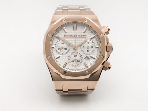 Royal Oak Chrono 26240OR RG/RG Wht/Stk BF A7750 Mod