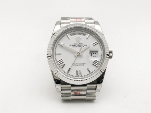 DayDate 36mm Wt 904L Flt SS/SS Wht/Rm/Stk QF VR3255