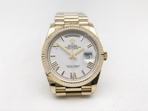 DayDate 36mm Wt 904L Flt YG/YG Wht/Rm/Stk QF VR3255