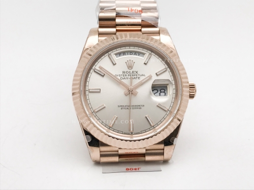 DayDate 40mm 904L Flt RG/RG Silv/Stk GMF VR3255