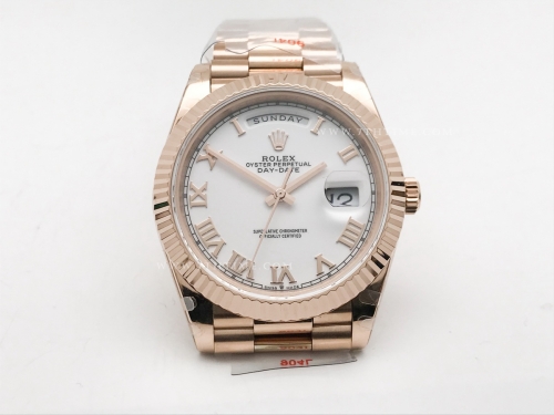 DayDate 40mm 904L Flt RG/RG Wht/Rm GMF VR3255