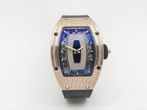 RM07-01 Ladies Diam RG/RU Blk/Blk Skele ZF CRMA2 Clone