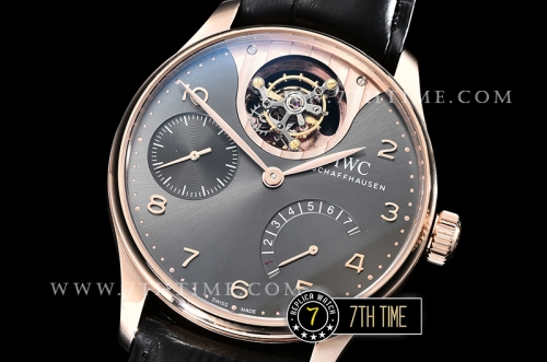 IWC Portuguese Tourbillon IW5046 Grey Dial with Rose Gold Numerals 18K Rose Gold Thick Plated Case