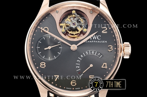IWC Portuguese Tourbillon IW5046 Grey Dial with Rose Gold Numerals 18K Rose Gold Thick Plated Case