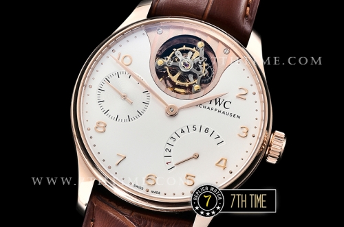 IWC Portuguese Tourbillon IW5046 White Dial with Rose Gold Numerals 18K Rose Gold Thick Plated Case