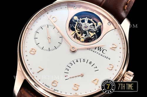 IWC Portuguese Tourbillon IW5046 White Dial with Rose Gold Numerals 18K Rose Gold Thick Plated Case