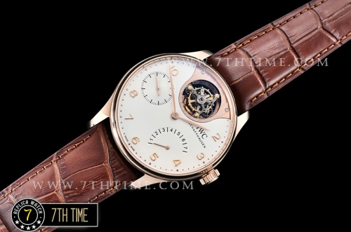 IWC Portuguese Tourbillon IW5046 White Dial with Rose Gold Numerals 18K Rose Gold Thick Plated Case