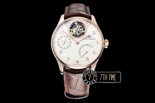 IWC Portuguese Tourbillon IW5046 White Dial with Rose Gold Numerals 18K Rose Gold Thick Plated Case
