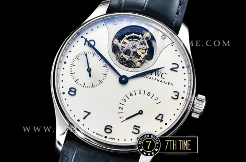 IWC Portuguese Tourbillon IW5046 White Dial with Blue Numerals & Hands Solid Stainless Steel 316L