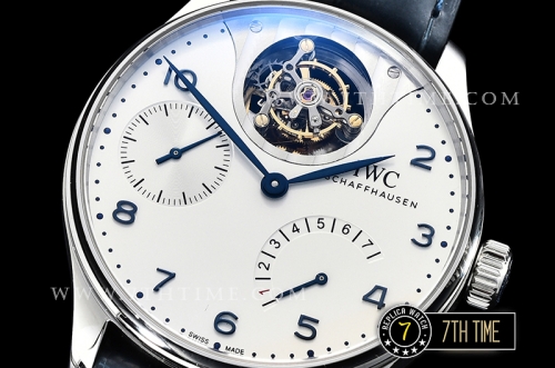 IWC Portuguese Tourbillon IW5046 White Dial with Blue Numerals & Hands Solid Stainless Steel 316L