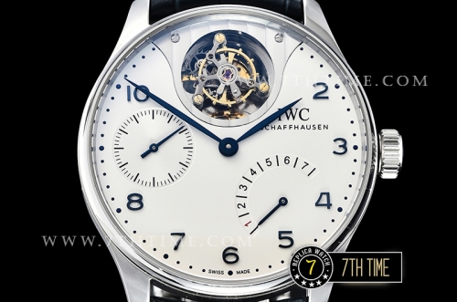 IWC Portuguese Tourbillon IW5046 White Dial with Blue Numerals & Hands Solid Stainless Steel 316L