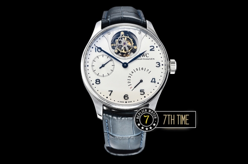 IWC Portuguese Tourbillon IW5046 White Dial with Blue Numerals & Hands Solid Stainless Steel 316L