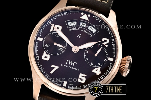 Big Pilot Annual Calendar "Le Petit Prince" Brown Dial with Numeral markers 18K Rose Gold Thick Plated Case