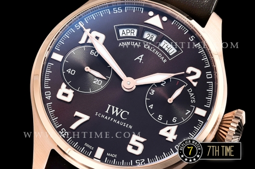Big Pilot Annual Calendar "Le Petit Prince" Brown Dial with Numeral markers 18K Rose Gold Thick Plated Case