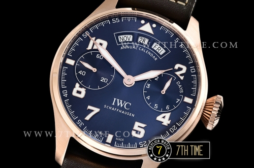 Big Pilot Annual Calendar "Le Petit Prince" Blue Dial with Numeral markers 18K Rose Gold Thick Plated Case