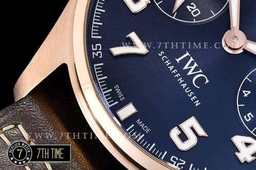 Big Pilot Annual Calendar "Le Petit Prince" Blue Dial with Numeral markers 18K Rose Gold Thick Plated Case