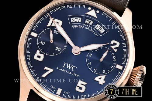 Big Pilot Annual Calendar "Le Petit Prince" Blue Dial with Numeral markers 18K Rose Gold Thick Plated Case