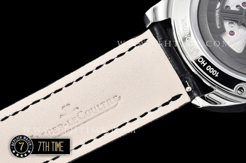 Jaeger Lecoultre Polaris Geographic Blue Dial Stick Markers Black Croc Print Calf Leather Strap