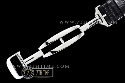 Jaeger Lecoultre Polaris Geographic Blue Dial Stick Markers Black Croc Print Calf Leather Strap