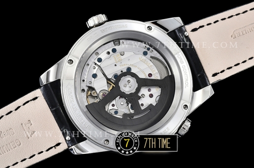 Jaeger Lecoultre Polaris Geographic Blue Dial Stick Markers Black Croc Print Calf Leather Strap