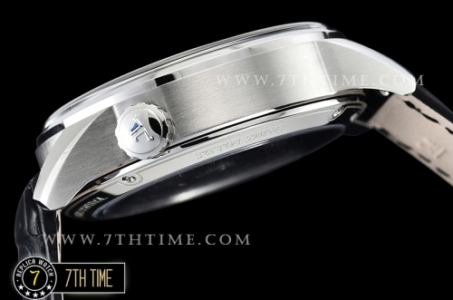 Jaeger Lecoultre Polaris Geographic Black Dial Stick Markers Black Croc Print Calf Leather Strap
