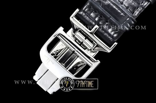 Jaeger Lecoultre Polaris Geographic Black Dial Stick Markers Black Croc Print Calf Leather Strap