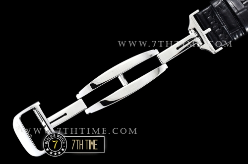 Jaeger Lecoultre Polaris Geographic Black Dial Stick Markers Black Croc Print Calf Leather Strap