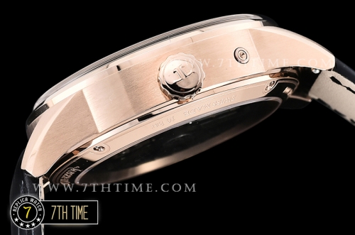 Jaeger Lecoultre Polaris Geographic Blue Dial Stick Markers 18K Rose Gold Thick Plated Case Black Croc Print Calf Leather Strap