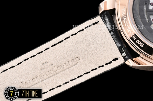 Jaeger Lecoultre Polaris Geographic Blue Dial Stick Markers 18K Rose Gold Thick Plated Case Black Croc Print Calf Leather Strap