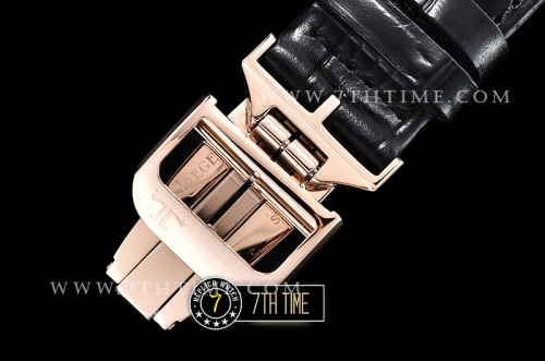 Jaeger Lecoultre Polaris Geographic Blue Dial Stick Markers 18K Rose Gold Thick Plated Case Black Croc Print Calf Leather Strap