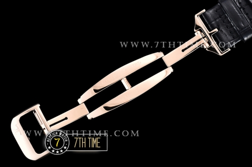Jaeger Lecoultre Polaris Geographic Blue Dial Stick Markers 18K Rose Gold Thick Plated Case Black Croc Print Calf Leather Strap