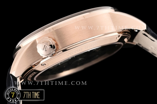 Jaeger Lecoultre Polaris Geographic Black Dial Stick Markers 18K Rose Gold Thick Plated Case Black Croc Print Calf Leather Strap