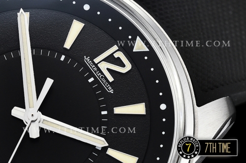 Jaeger Lecoultre Polaris Automatic Black Dial with Numeral and Stick Markers Black Rubber Strap