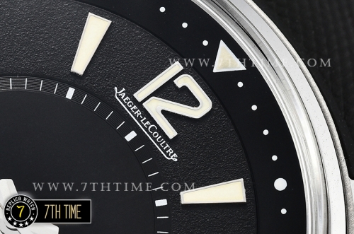 Jaeger Lecoultre Polaris Automatic Black Dial with Numeral and Stick Markers Black Rubber Strap
