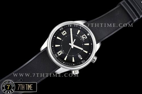 Jaeger Lecoultre Polaris Automatic Black Dial with Numeral and Stick Markers Black Rubber Strap